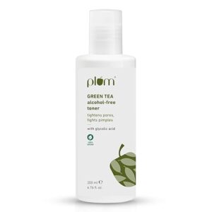 plum green tea face toner for oily, acne prone skin | with glycolic acid | alcohol free | fights pimples | tightens pores | controls oil | gently exfoliates dead skin cells | women & men